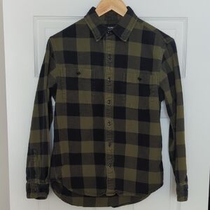 Bonobos Men's Olive and Black Checkered Flannel Shirt